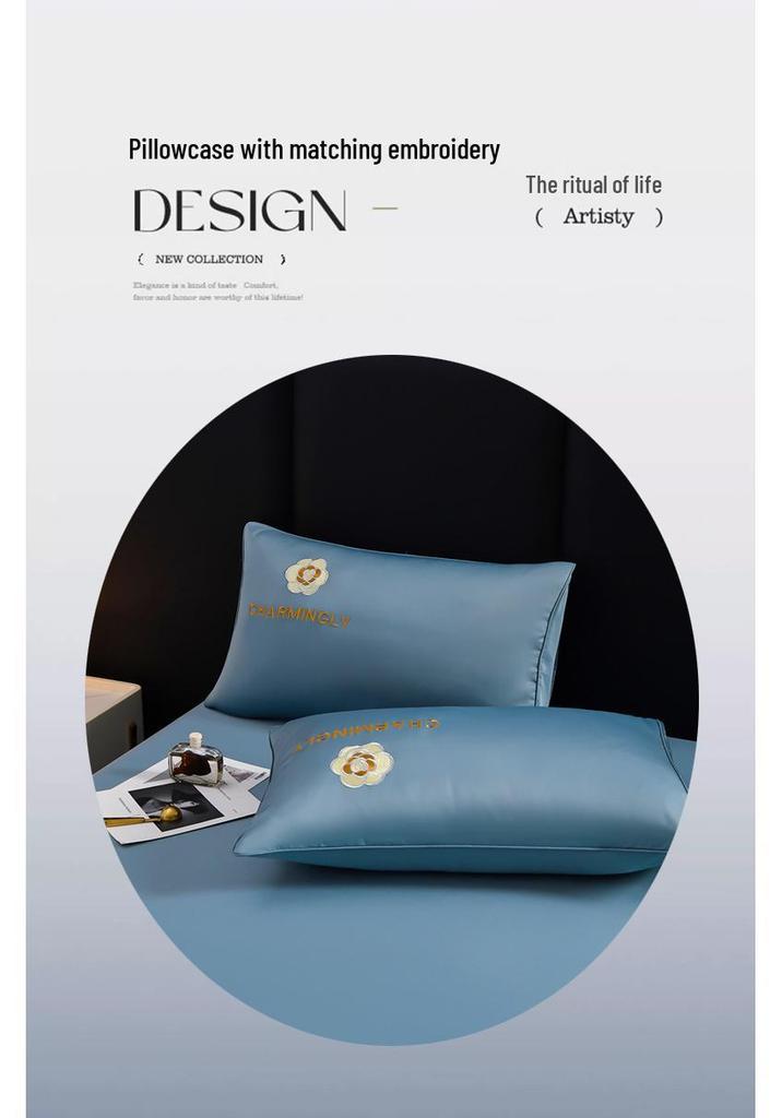 Luxurious Ice Silk Summer Quilt Set - Machine Washable, Air Conditioning Friendly, Double Size, Lightweight and Breathable.