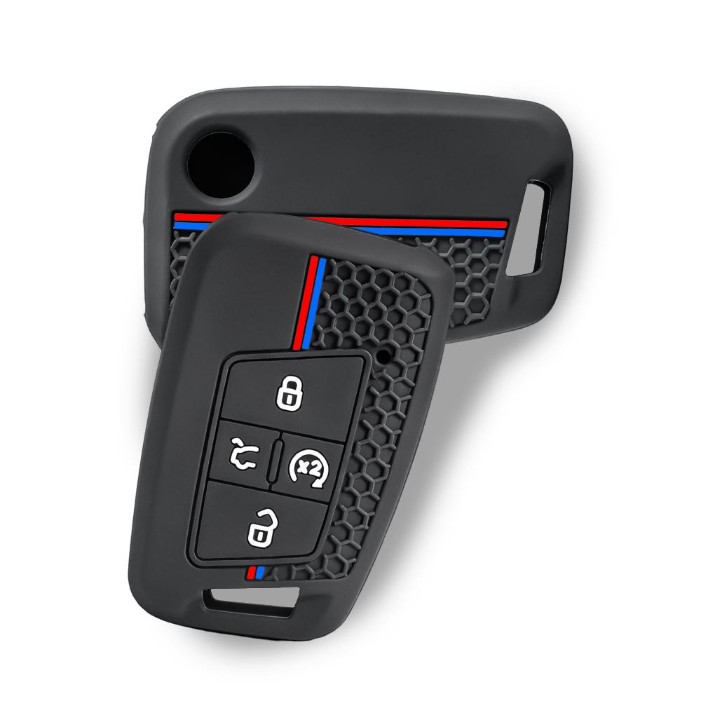 4 Buttons Silicone Key Fob Cover Fit for Volkswagen VW Atlas Tiguan Golf Alltrack SportWagen R Polo E-Golf Folding Flip Key Fob
