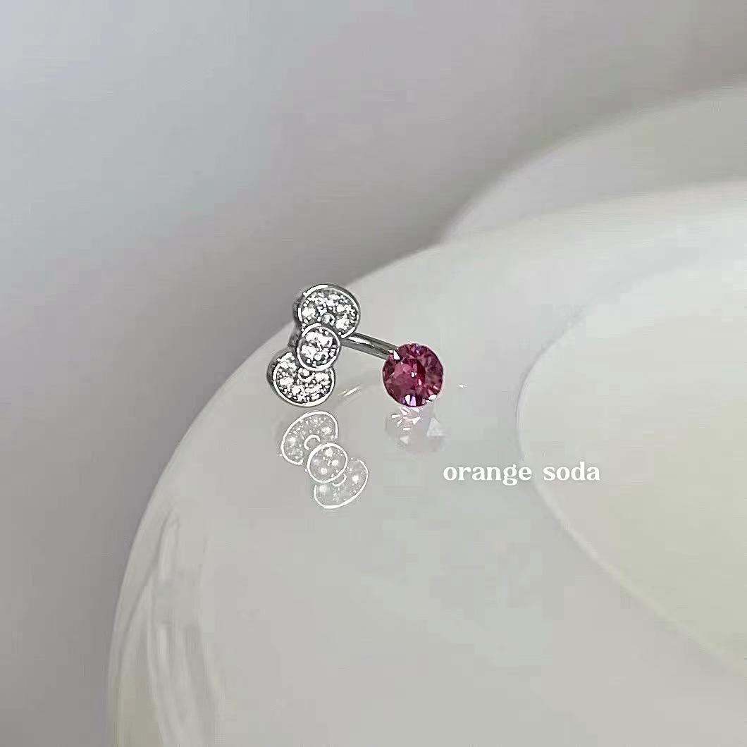 Kitty bow Huazi earbone studs sweet cool girl heart cute personality simple niche earrings ins student