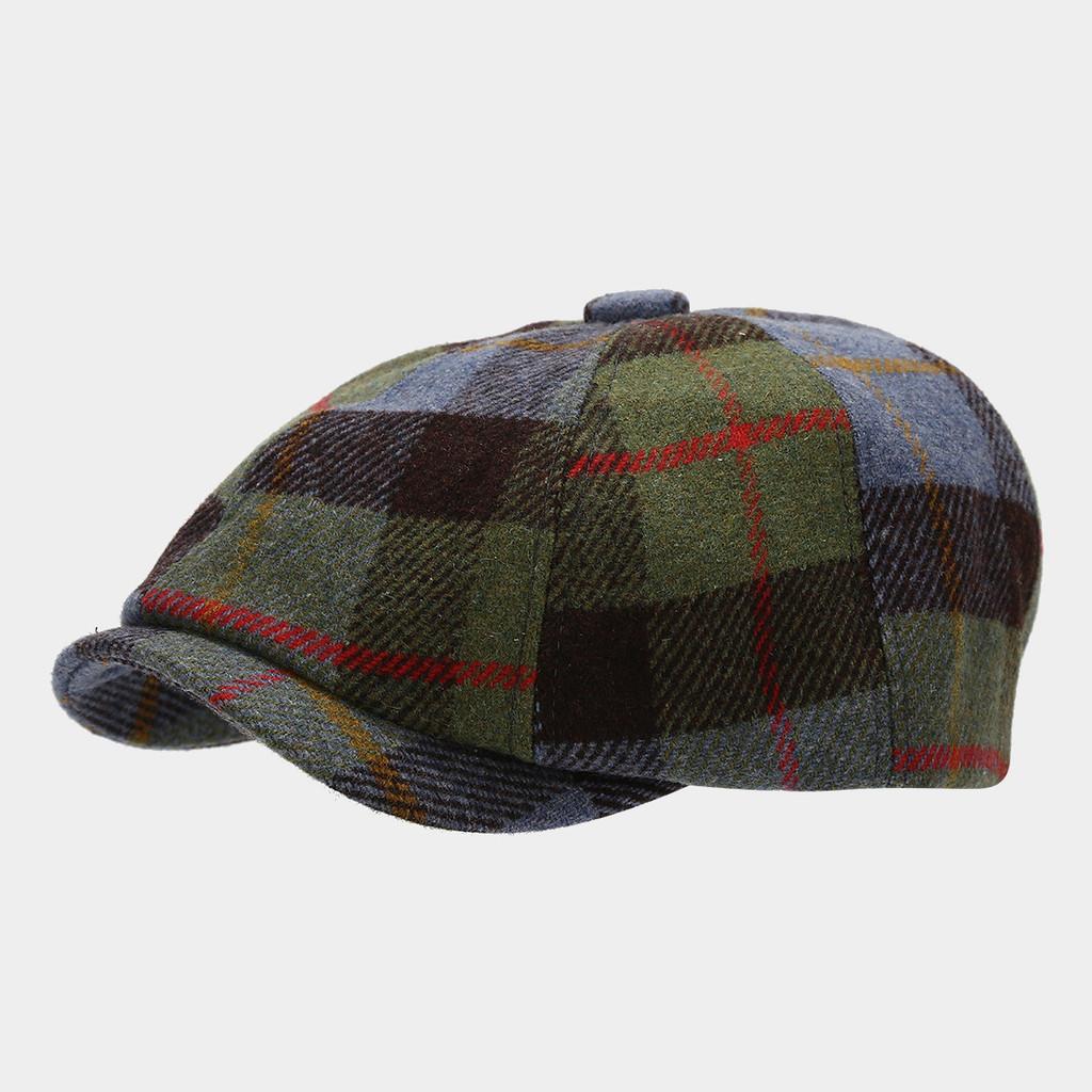 Vintage Baskenmütze für Damen und Herren Herbst Winter Mode Tartan Newsboy Kappe