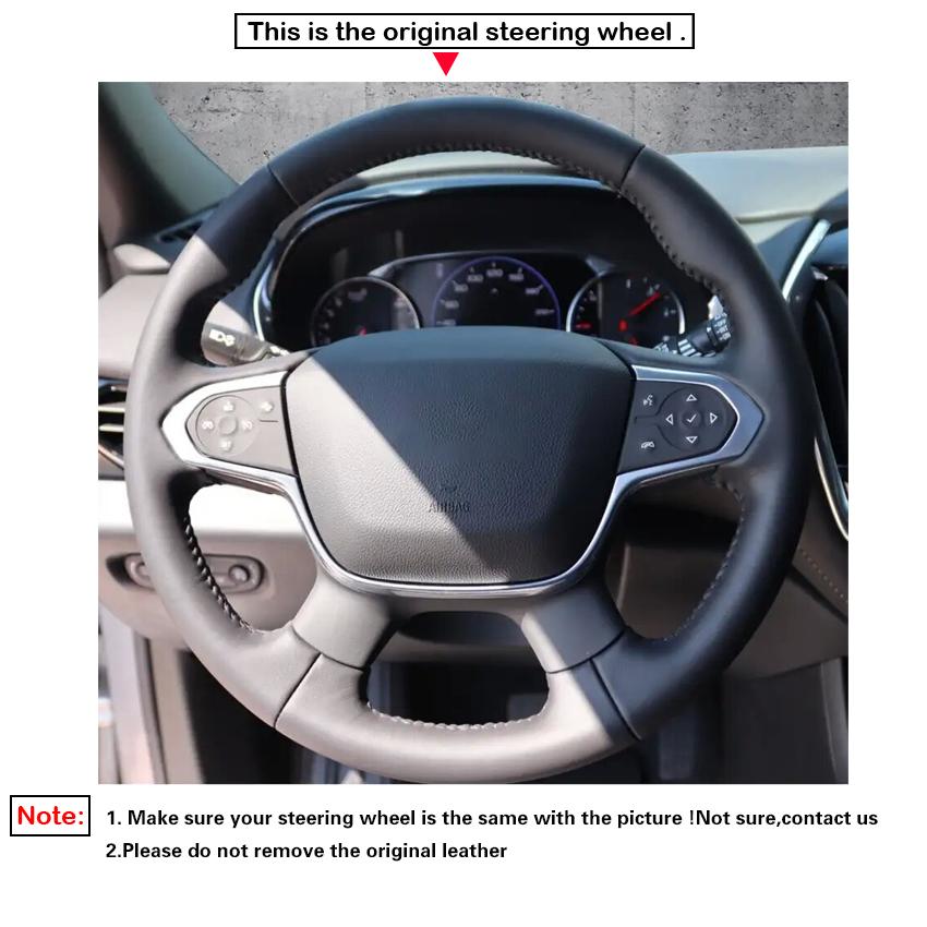 Black Faux Leather Hand-stitched Soft Car Steering Wheel Cover Braid for Chevrolet (Chevy) Colorado 2015-2024 Traverse 2018-2024