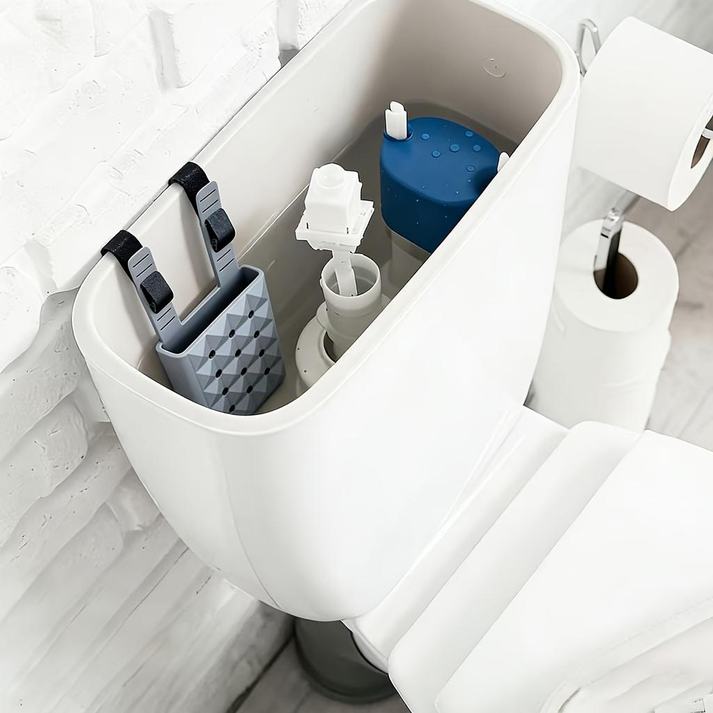 Adjustable silicone toilet tank cleaning stand,Hanging toilet cleaning box with hook Can collect residue from the toilet Prevent the baffle from