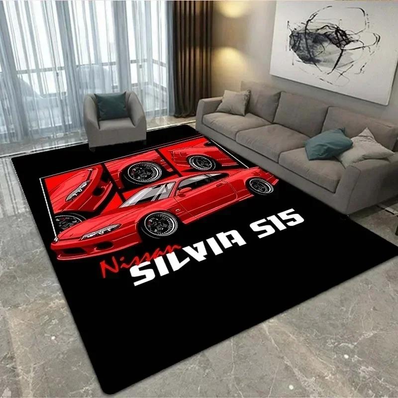 3D Printing Retro Racing Pattern Art Carpet Bedroom Living Room Cool Old Car Floor Mat Home Decoration Non-slip Floor Mat Carpet