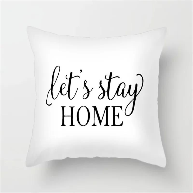 Office Sofa Car Cushion Cover Cartoon Black and White Simple Line Printing Luxury Home Decoration Pillow Cover