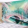 Christmas Tree Tapestry Snowy View Hanging for Party Festival, Bedroom Office Living Room Home Decor, Wall Decoration