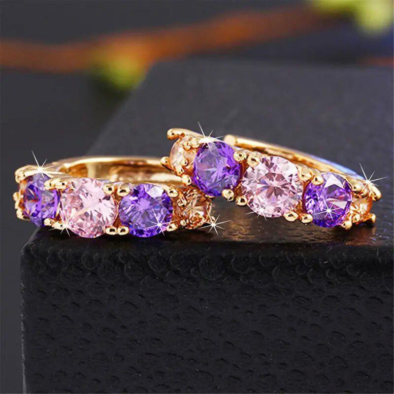 Earrings, Multi-Color Zircon Splicing Earrings, Fashionable Celebrity High-End Earrings