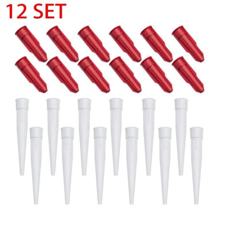 12Pcs Spare Silicone Nozzle Sealant Tool Kit Re-Sealable Mastic Spare Nozzles Screw Cover For Caulking Pipes