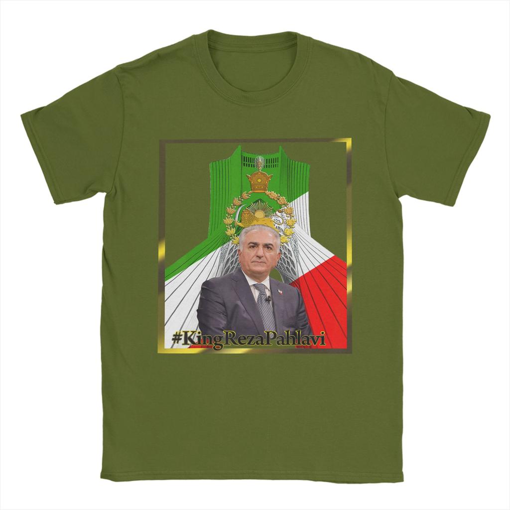 Crown Prince Reza Pahlavi with SHAHYAD TOWER TShirt Unisex Vintage Cotton Tee Shirt O Neck Short Sleeve T Shirt Original Clothing