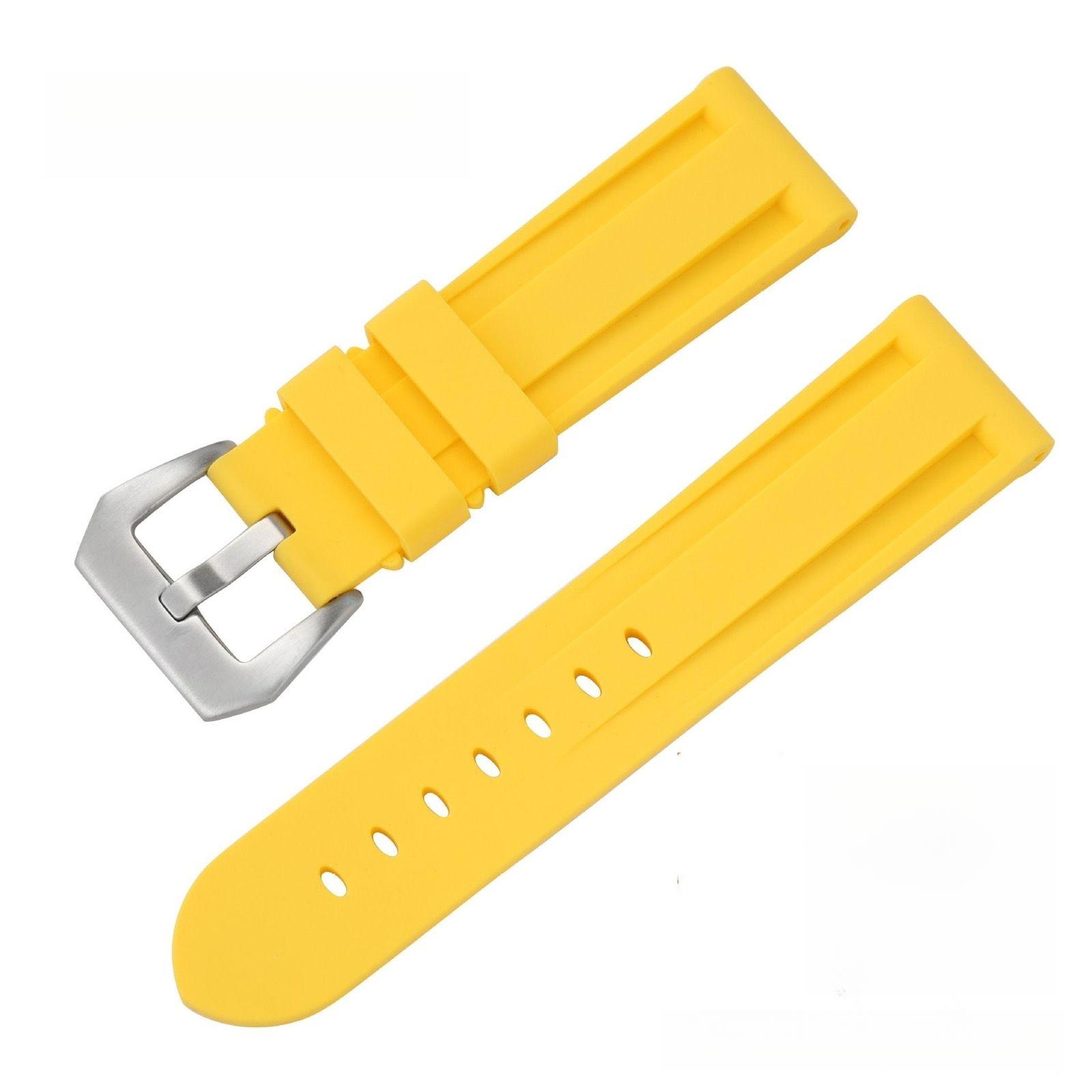 

20мм 22мм 24мм 26мм Мягкий силиконовый ремешок для часов для Panerai Универсальный ремешок Мужской цветной резиновый ремешок для смарт-часов для часов Samsung Huawei Interface Width 20mm жёлтый
