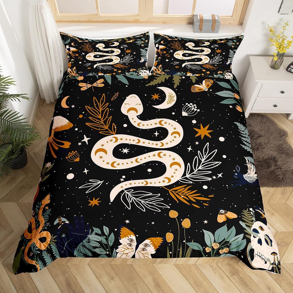 Duvet Cover Cartoon Viper Print Bedding Set for Boys Girls Snake Serpent Comforter Cover Kawaii Child Animal Bedroom Collection