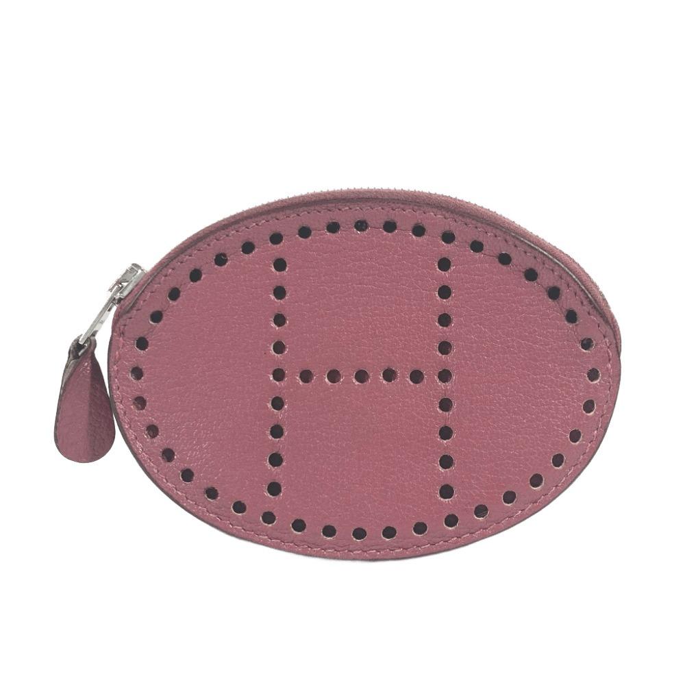 HERMES Evelyne H logo Wallet Coin Compartment coin purse Leather purple