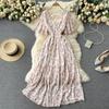 Sexy V-neck Floral Chiffon Beach Dress - Waist-Cinching Long Summer Fashion