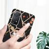 Ring Bracket Golden Border Grid Marble Flower IMD Ultrathin Phone Case for Xiaomi Redmi Note 11S,Note 12 Pro 4G,Xiaomi 11T,Redmi 10,Poco X3 NFC...