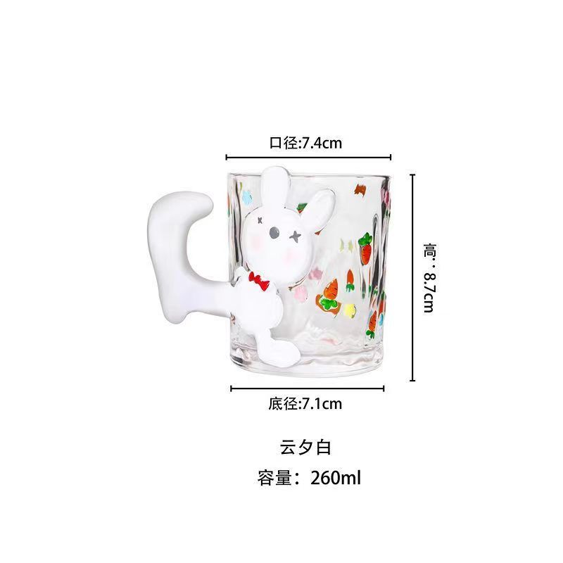 Rabbit Hand-painted Glass Cup High Appearance Value Household Juice Water Painted Drinking Glasses  Ice Coffee Cup Drinkware