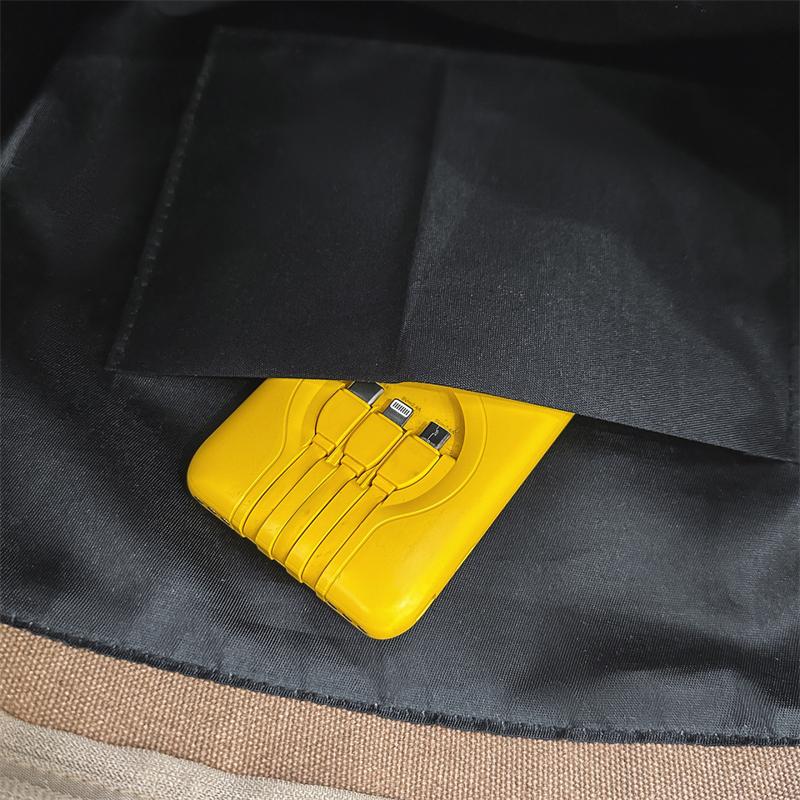 Canvas Bag Business Shoulder Crossbody Bag Large Capacity Lightweight Contrast Color Student Bag