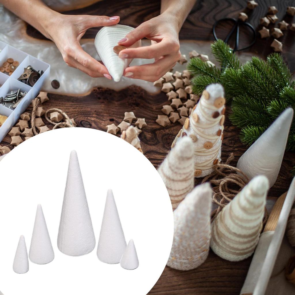 5 Pieces Foam Cones for Crafts Decorations Cake Topper Polystyrene Cones for Table Centerpiece Wedding Party Activities DIY Arts