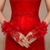 Ultra-Thin Rhinestone Floral Flower Mesh Mittens Women Gloves Bridal Gloves Wedding Accessory
