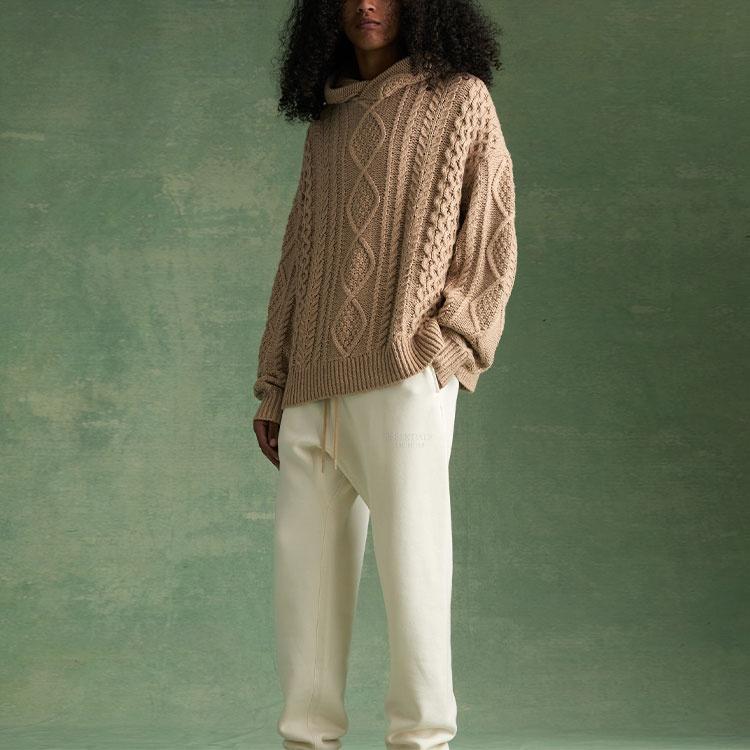Fear of God Essentials FW23 Cable Knit Hoodie 'Gold Heather' Men's 192BT234393F