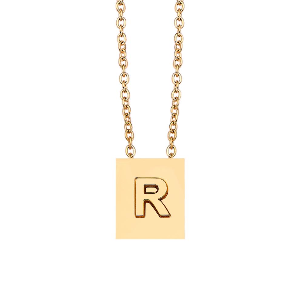 Women s Titanium Steel Clavicle Necklace: European-American Style with Luxurious Stainless Steel Square Letter Pendant