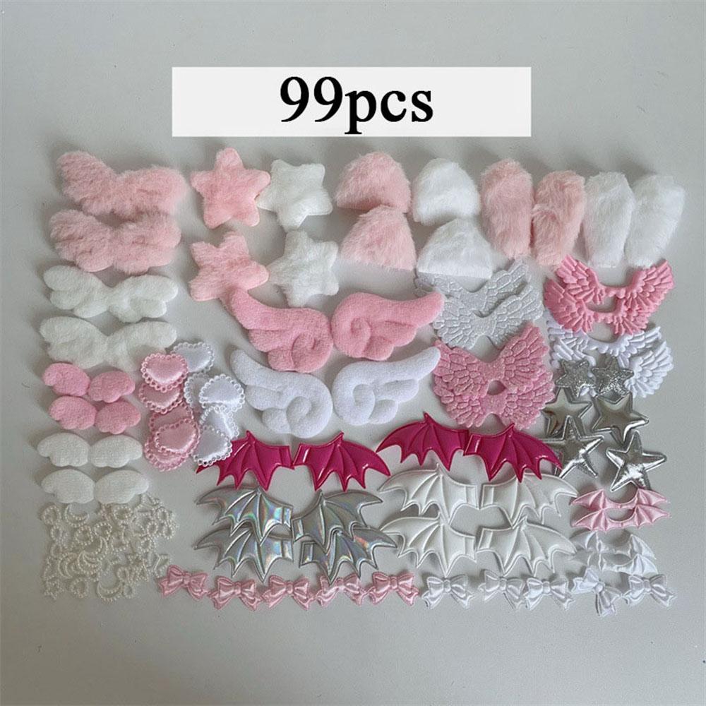 DIY Plush Ribbon La Trim Handmade Material Kit Angel Wings Plush Bunny Ears Bow Heart Star Handmade Colorful Material Pack Set