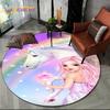3D Cartoon Unicorn Animal Round Area Rug,Circle Carpet Rug for Living Room Children's Bedroom Sofa Decor,Kid Non-slip Floor Mat