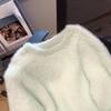 Pull d'extérieur ample pour femmes, style printemps et automne, doux et gluant, court devant et long derrière, fente en vison