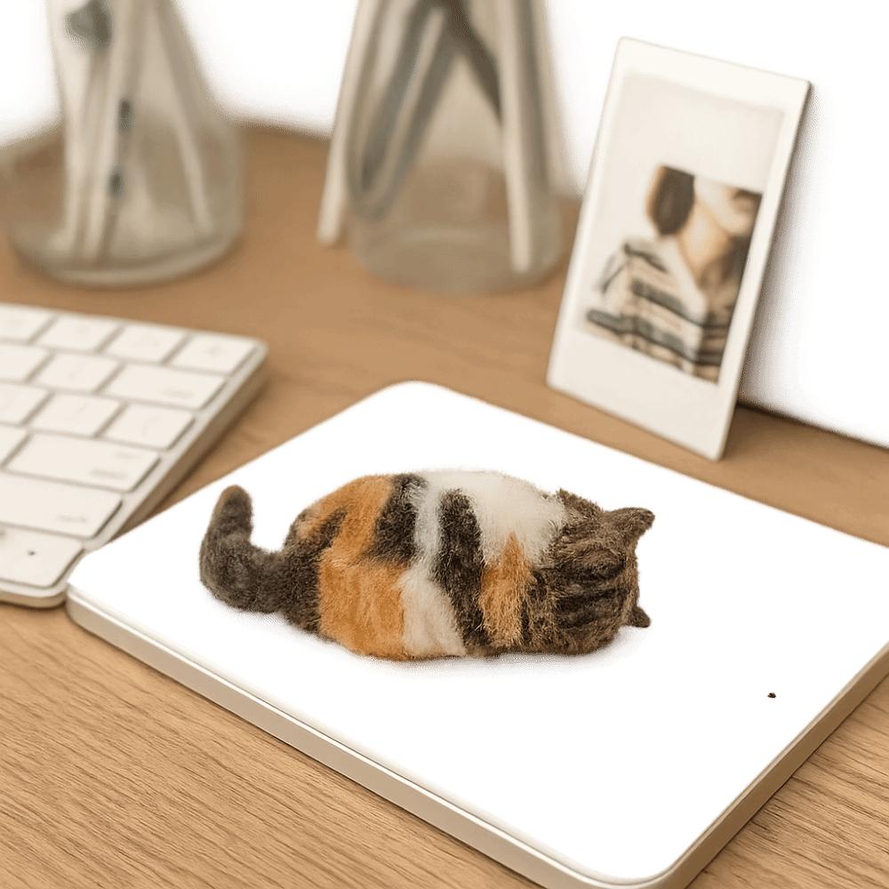 Non-Finished Cat Wool Needle Felting Kit Handmade DIY Material Bag  Handmade Project