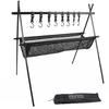 ENIGMATA Outdoor Hanging Rack Net, Lantern Pole, Lantern Stand with Hooks, Foldable, Compact, Ultralight, Aluminum Alloy, with Pockets, Storage Bag In