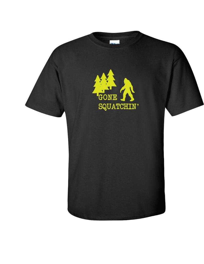 Gone Squatchin T-Shirt Bigfoot Sasquatch Black Yellow Funny Tee Shirt S-3XL 2XL
