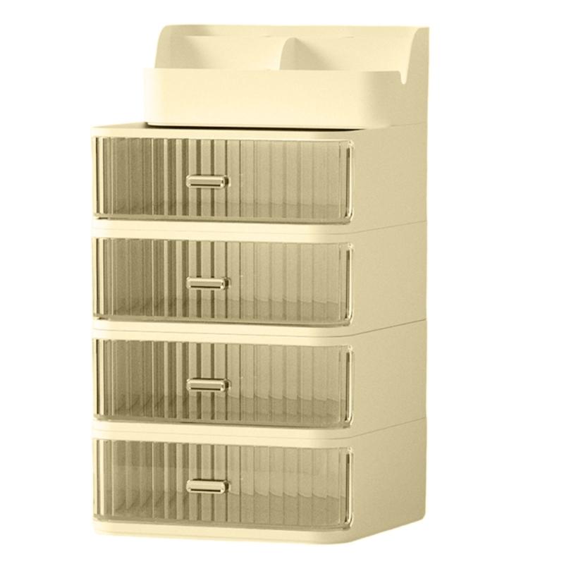 Multifunctional Desktop Cosmetics Organiser With Drawer Stacking Plastic Storage Trays For Beauty Tools School Supplies