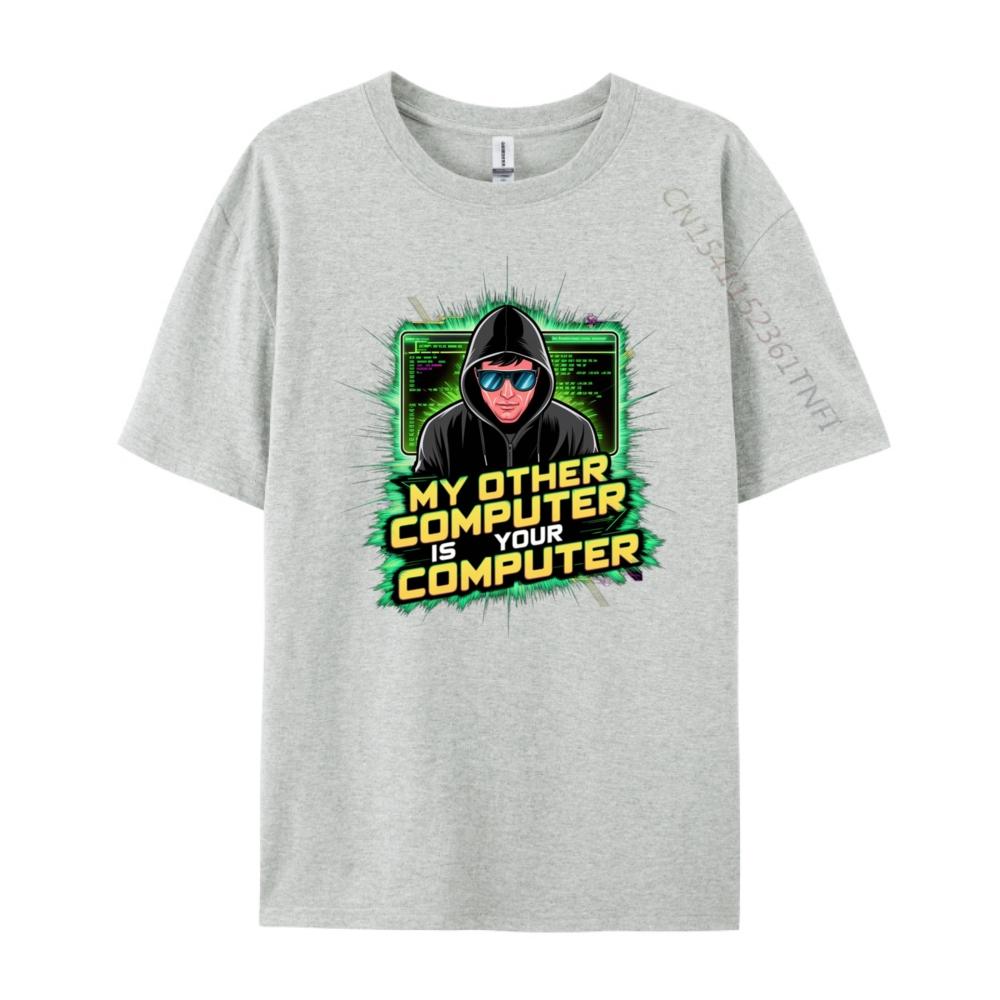 Lustiger Hacker Techie Mein Anderer Computer Ist Dein Computer Luxus T-Shirt Klassische Marke Kleidung Vaporwave