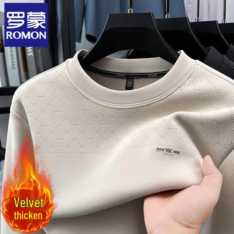 Romon Men s Plush-Lined Long-Sleeve Round Neck T-Shirt M