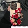 Big red rose Apple 16promax mobile phone case is suitable for iPhone15/14/13 ultra-thin colored silver 12xr16.