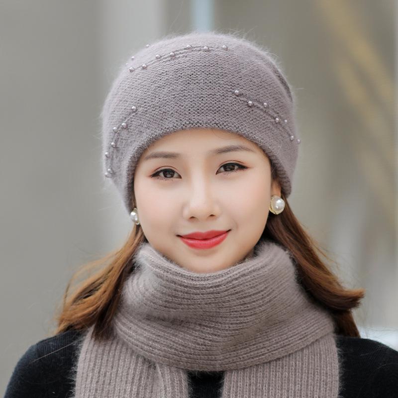 Hatter for middelaldrende og eldre kvinner Høst- og vinterfortykket varm strikket ullhatter Perle Mor Bereter Hodeplagg