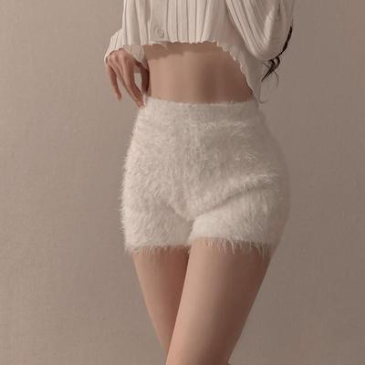 Nerzfleece Gestrickte Lässige Weitbeinige Hose für Damen Herbst und Winter Fell Hohe Taille Locker Sportshorts Weicher Unterteil Sicherheitshose