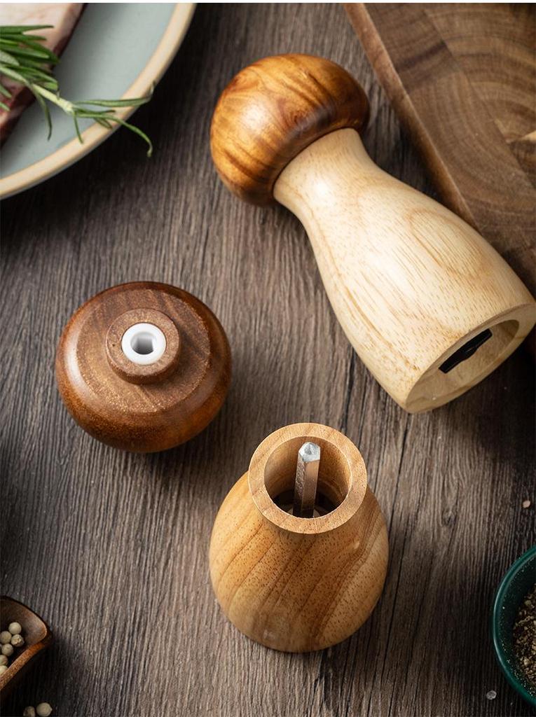 Acacia & Oak Pepper Mill Set: Solid Wood Grinder for Sea Salt & Black Pepper