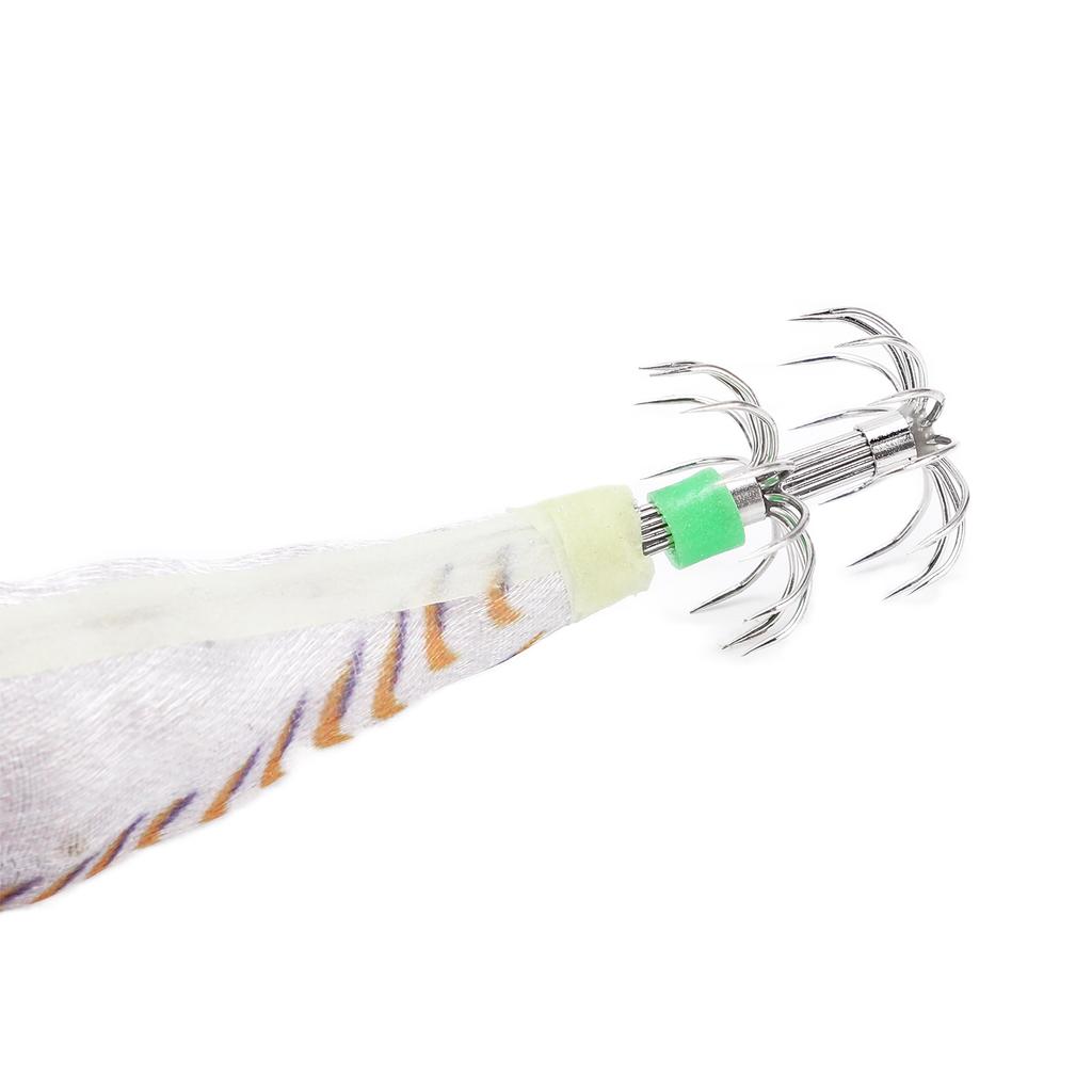 Fishing Squid Jigs Bait Squid Jig Hook Hard Fishing Lure with Luminous Effect for Ocean Boat River Pond FishingRed Head White Stripe Body