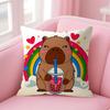 Cartoon Cute Capybara Cushion Cover Natural Linen Pillow Case DoubleSided Print Decorative Sofa Pillowcase Home Decor Gift