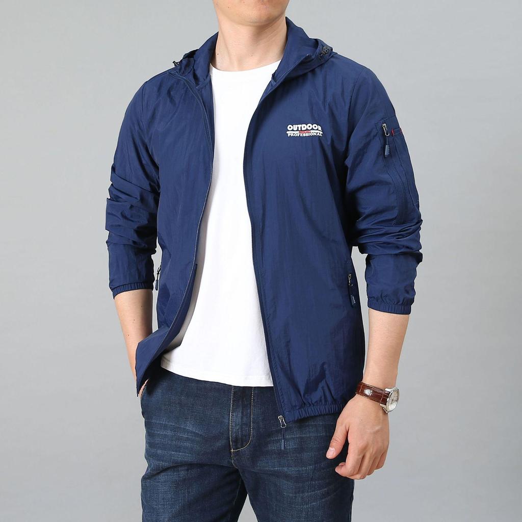 Giacca Leggera Uomo Primavera Estate Esterna Asciutta Protezione Solare Giacca con Cappuccio Capo Esterno Sportivo Giacca a Vento Giubbotti Leggeri