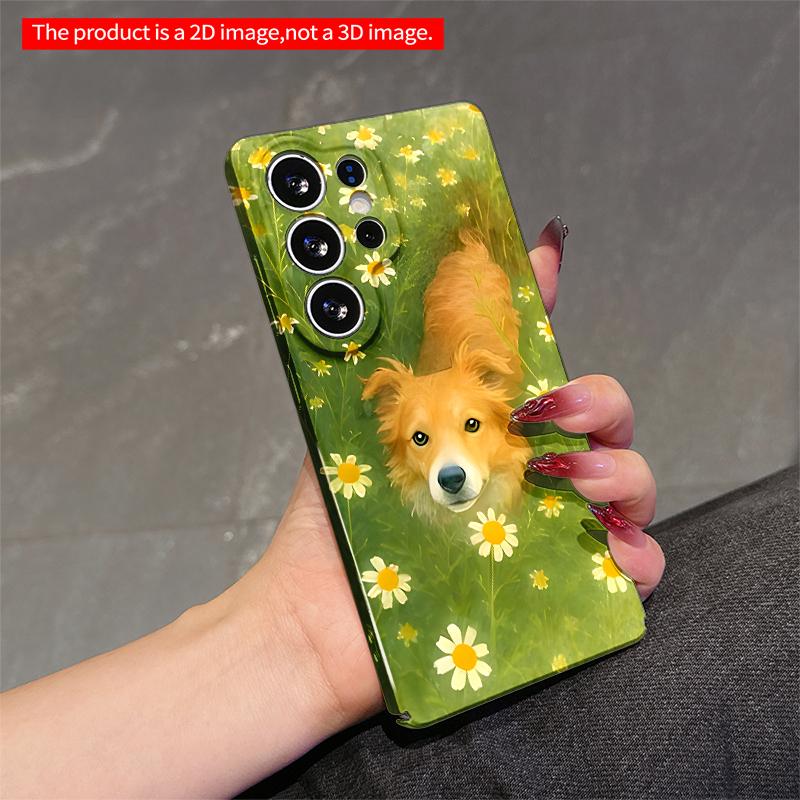 2DFlat Samsung Phone Case Golden Dog In Wildflower Field Phone Case Applicable To Galaxy S23 S24 S25ULTRA S26 A12 A14 A15 A16 A54 A55