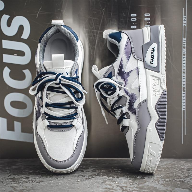 

Мужские повседневные модные кроссовки для скейтбординга на четыре сезона, удобные для студентов, трендовые кроссовки для мальчиков с мягкой подошвой, дышащая обувь 44 белый/серый