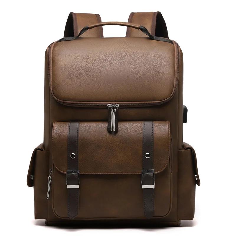 Fashion Luxury Men Backpack Waterproof PU Leather Travel Bag Man Large Capacity Teenager Male Mochila Laptop Backpacks