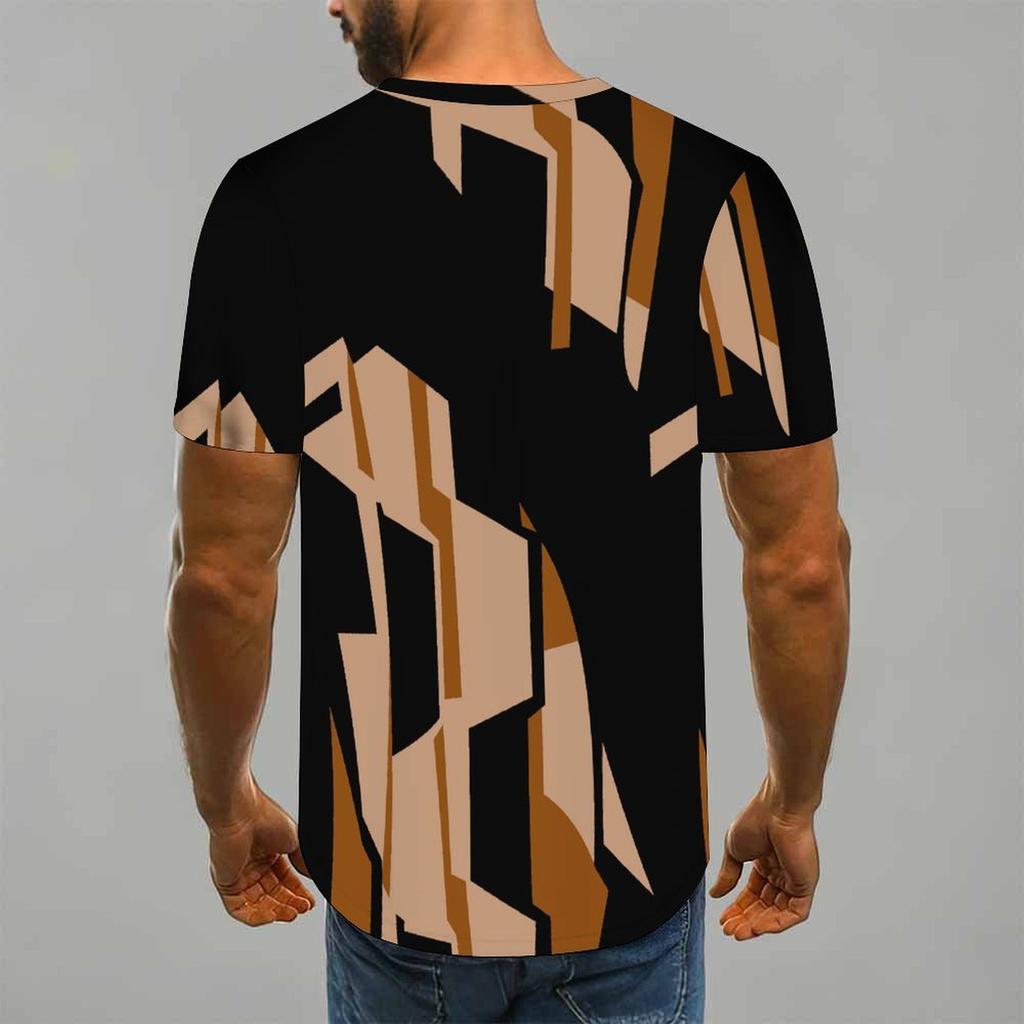 Women Short Sleeve Crew Neck T Shirt White Red Gradient Vertical Line Dot Abstract Print Top