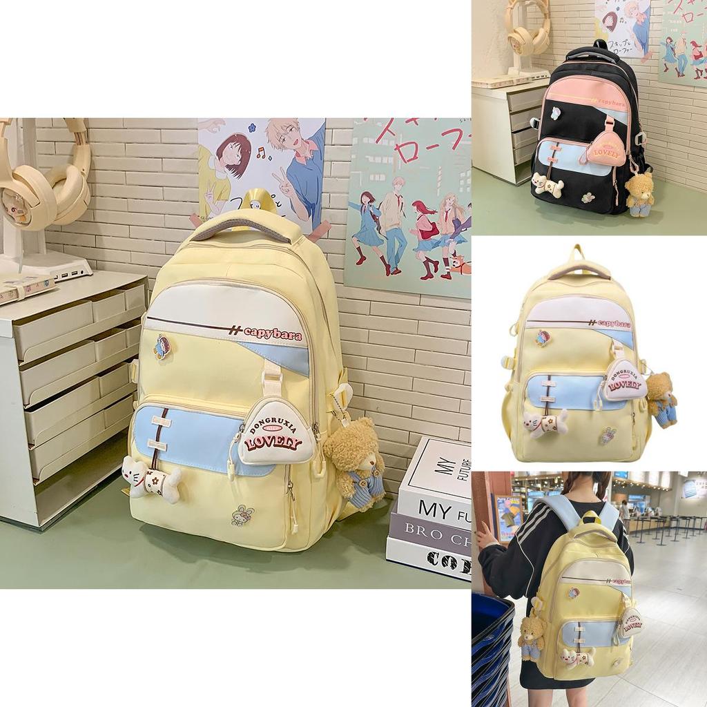 Multiuse Nylon Backpack For College And Travel With Letter And Rabbit Print Design