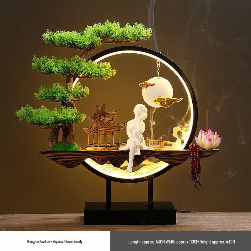 Chinese Style Backflow Incense Burner - Pine Design for Home & Office Décor