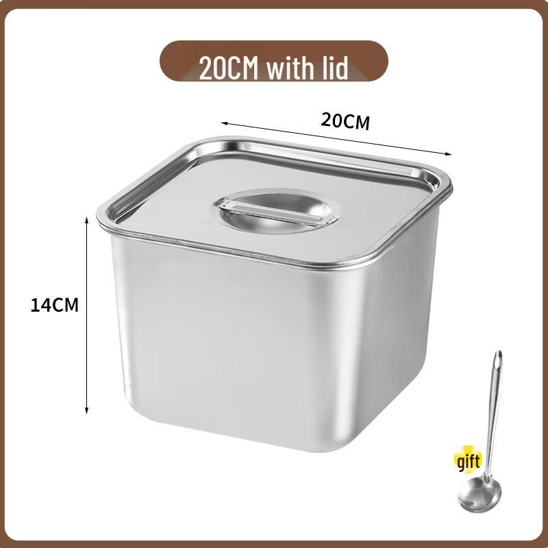 304 Stainless Steel Square Seasoning Bowl with Lid