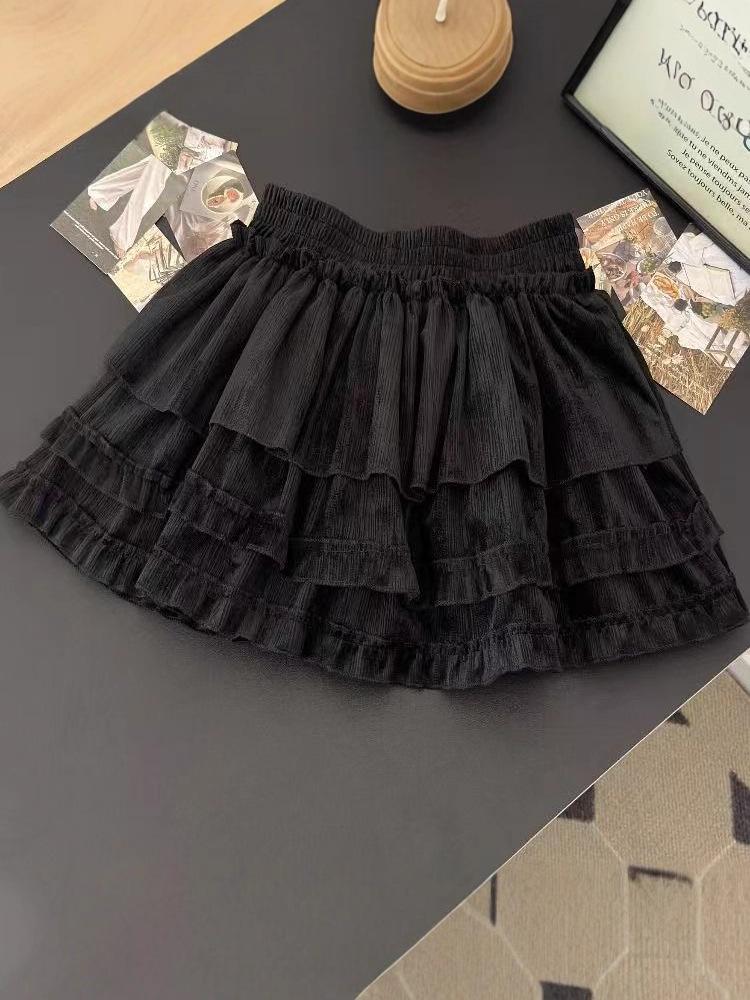 Damen Hohe Taille A-Linie Puffy Kuchenrock - Süßer Retro Ballett Stil für Frühling & Herbst