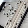 Vintage 2024 Women'S Highlight Imitation Australian White Artificial Pearl Natural Tiger'S Eye Necklace Clavicle Chain