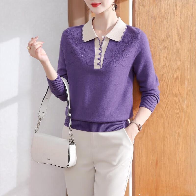 

Xuexi Женская осенняя трикотажная блузка с лацканами и длинными рукавами 3XL