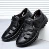 Baotou Sandals Men's Summer Leather Casual Leather Shoes Men's First Layer Cowhide Hollow Hole Shoes Soft Sole Dad Shoes